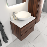 SaniGoods Sally badkamermeubel 60cm donker eiken met Solid Surface waskom rond - thumbnail