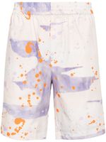 MSGM short en coton à effet taches de peinture - Rose