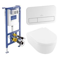 Villeroy & Boch Avento pack wandcloset - directflush - diepspoel - zitting softclose & quickrelease - met inbouwreservoir - Bedieningsplaat chroom - wit glans 92242700 / 92249061 / 5656HR01