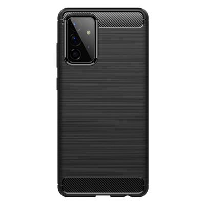 Shop4 - Samsung Galaxy A72 Hoesje - Zachte Back Case Brushed Carbon Zwart