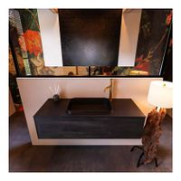 MONDIAZ ERIN 120cm badmeubel met onderkast kleur dark brown 1 lade wastafel midden 1 kraangat kleur urban - thumbnail