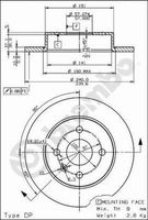 Remschijf BREMBO, Remschijftype: Gespleten, u.a. für Opel, Vauxhall, Chevrolet - thumbnail