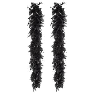 Carnaval verkleed boa met veren - 2x - zwart/zilver - 180 cm - 50 gram - Glitter and Glamour