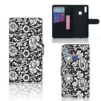 Huawei Y7 (2019) Hoesje Black Flowers - thumbnail