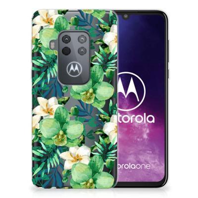 Motorola One Zoom TPU Case Orchidee Groen