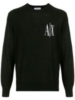 Armani Exchange intarsia logo wool jumper - Noir