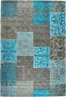 Patchwork Vloerkleed Blauw Grijs Mogan, 160x240 Patchwork Vloerkleed Blauw Grijs Mogan, 160x240