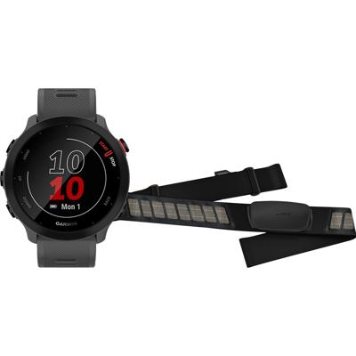 Garmin Forerunner 55 Grijs + Garmin HRM-DUAL Hartslagmeter Borstband Zwart Garmin Forerunner 55 Grijs + Garmin HRM-DUAL Hartslagmeter Borstband Zwart