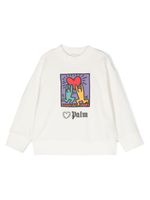 Palm Angels Kids x Keith Haring sweat en coton à patch logo - Blanc