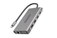 Sitecom CN-390 USB-C Multiport Pro Adapter, USB-C naar 2X USB 3.1 + 2 X USB 2.0 + 2 X HDMI + 1 x VGA + 1 x Gigabit LAN + 1 x SD/Micro-SD kaartlezer