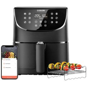 Cosori CS158-AF-RXB Airfryer 5.5 l 1700 W Appbased, Anti-aanbaklaag, Met display, BPA-vrij, Oververhittingsbeveiliging, Timerfunctie Zwart