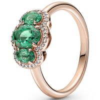 Pandora 180057C01 Ring Three Stone Vintage zilver-zirconia-kristal rosekleurig-groen-wit