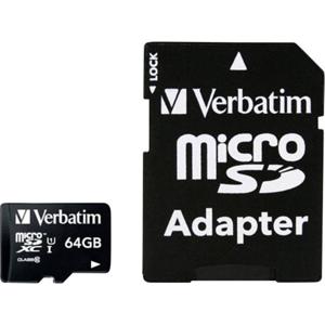 Verbatim MICRO SDXC 64GB CL 10 ADAP microSDXC-kaart 64 GB Class 10 Incl. SD-adapter