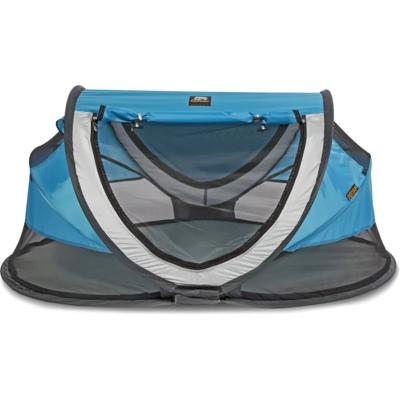 DERYAN Reisbedje pop-up Peuter Luxe met klamboe blauw
