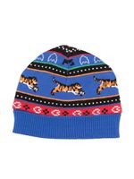 Kenzo Kids intarsia-knit cotton-blend beanie - Bleu - thumbnail