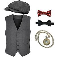 Retro vintage Roaring jaren '20 Jaren 1920 Outfits Hesje Vest Beret Hoed The Great Gatsby Heer Voor heren Modieus Kerstmis Schoolfeest Festival Ves Lightinthebox