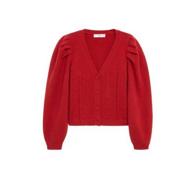 Mango gebreid vest met plooien rood