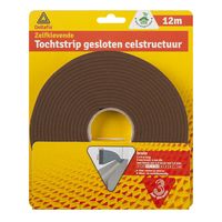 Tochtstrip - tochtwering - bruin - zelfklevend - universeel - 12 m x 9 mm x 4 mm   -