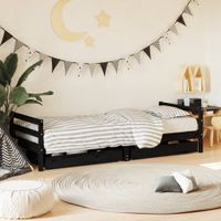 Kinderbedframe met lades 80x200 cm massief grenenhout zwart - thumbnail