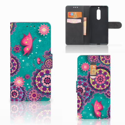 Nokia 5 Hoesje Cirkels en Vlinders Nokia 5 Hoesje Cirkels en Vlinders