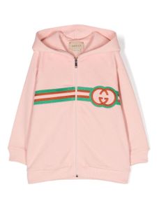 Gucci Kids hoodie zippé à logo brodé - Rose