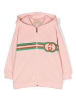 Gucci Kids hoodie zippé à logo brodé - Rose - thumbnail