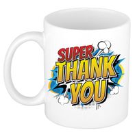 Super thank you cadeau mok / beker wit pop-art 300 ml - thumbnail