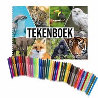 Schetsboek Dieren liefhebbers A4 50 paginas met 50 viltstiften