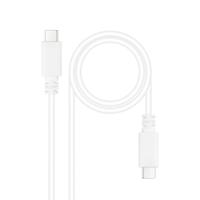 NANOCABLE 10.01.2301-L150-W - USB-C naar USB-C 3A kabel voor mobiele telefoons, tablets, laptops enz. USB 2.0, opladen tot 3 ampère, mannelijk-mannelijk, wit, 1,5 meter