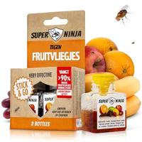 Super Ninja Fruitvliegjes Vanger voor Binnen - 2 stuks, Zeer Effectieve Fruitvliegenval voor Huis & Keuken, Tot 3 Weken Werking per Fles, Kind- & Huisdiervriendelijk