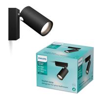 Philips Idris Spot - Spatwaterdicht IP44 - Zwart - 5W - Badkamerlamp - Eén lichtpunt - Alleen geschikt voor LED spots