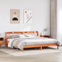 vidaXL Bedframe met hoofdbord massief grenenhout wasbruin 180x200 cm, bed, slaapkamermeubel, houten bed, tweepersoonsbed, houten bedframe, bedbodem