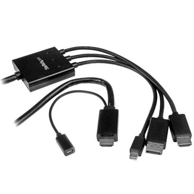 .com HDMI, DisplayPort of Mini DisplayPort naar HDMI adapter kabel - 2 m - HDMI  DP Mini DP naar HDMI converter - Videoadapter - HDMI, DisplayPort, Mini DisplayPort male naar HDMI, Micro-USB Type B (alleen voeding) - 2 m - zwart