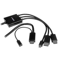.com HDMI, DisplayPort of Mini DisplayPort naar HDMI adapter kabel - 2 m - HDMI  DP Mini DP naar HDMI converter - Videoadapter - HDMI, DisplayPort, Mini DisplayPort male naar HDMI, Micro-USB Type B (alleen voeding) - 2 m - zwart