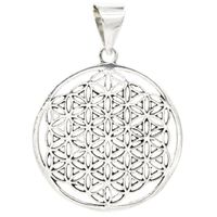 Flower of Life Hanger Messing Zilverkleurig - thumbnail