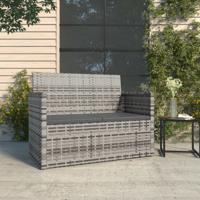 Tuinbank met kussens 105 cm poly rattan grijs - thumbnail