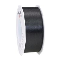 1x Luxe zwarte satijnen lint rollen breed 4 cm x 25 meter cadeaulint verpakkingsmateriaal - thumbnail