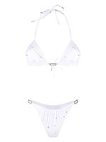 Alessandra Rich bikini à ornements en strass - Blanc