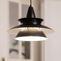 Retro hanglamp 'Bally' zwart E27 fitting groot modern aluminium 335mm