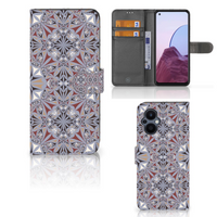 OPPO Reno 8 Lite | OnePlus Nord N20 Bookcase Flower Tiles - thumbnail