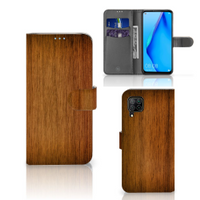 Huawei P40 Lite Book Style Case Donker Hout - thumbnail