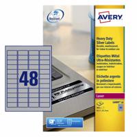 Etiket avery l6009-20 45.7 x 21.2 mm 960 st zilver
