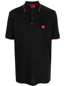 HUGO logo-patch cotton polo shirt - Noir