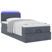 vidaXL Ottoman bed met matras en LED's 100x200 cm fluweel donkergrijs