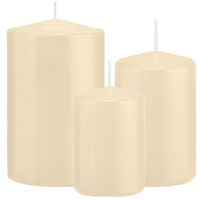 Stompkaarsen set van 3x stuks creme wit 10-12-15 cm - thumbnail