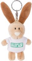 Nici sleutelhanger ich pass auf dich 10 cm polyester bruin