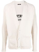 Balmain intarsia-logo button-up cardigan - Tons neutres