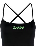 GANNI haut crop à logo imprimé - Noir - thumbnail