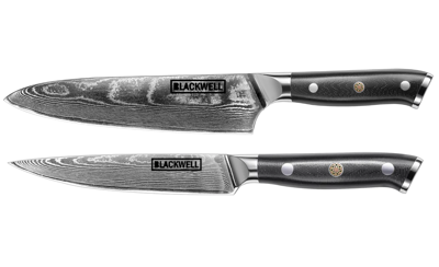 Blackwell Messenset (Koksmes + Officemes) - Japanse stijl - 67 lagen damaststaal - VG10 - 2-delig