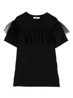 MSGM Kids robe en coton à détail de tulle - Noir - thumbnail